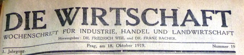 FOTO: Hlavička ekonomického týdeníku Die Wirtschaft z roku 1919